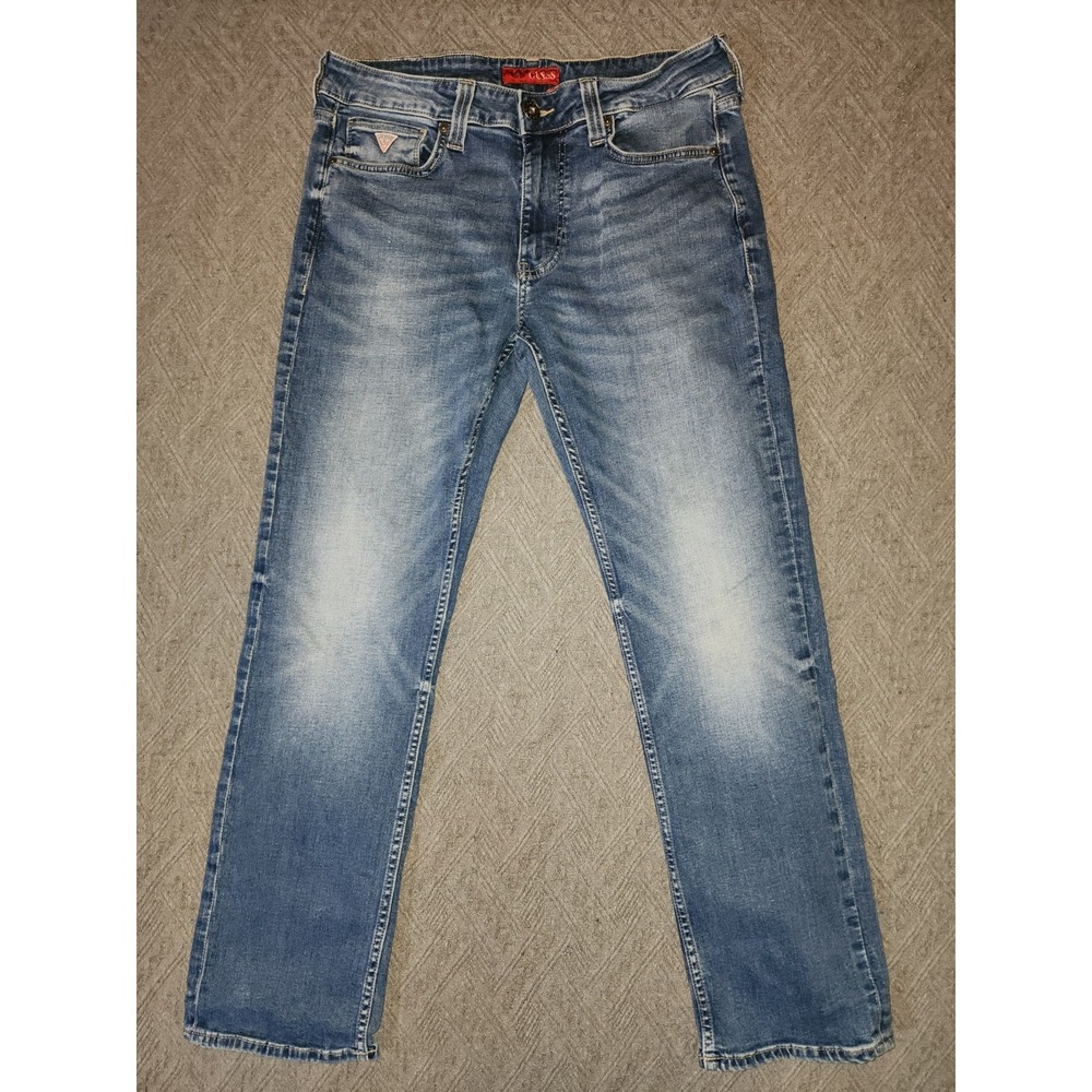 Guess Los Angeles Desmond Tapered Blue Stretch Jeans size 32 distressed casual